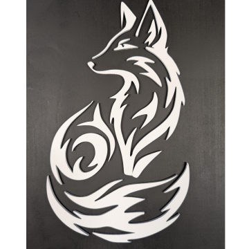 White Fox on black background, Wall Hanging