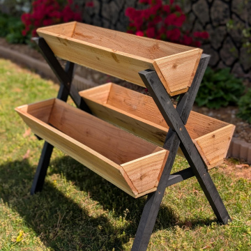 Triple Flower Planter, Cedar flower planter