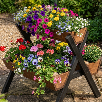Triple Flower Planter, Cedar flower planter