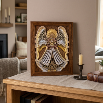 Angel, Laser cut pattern, lighted backlit wall hanging
